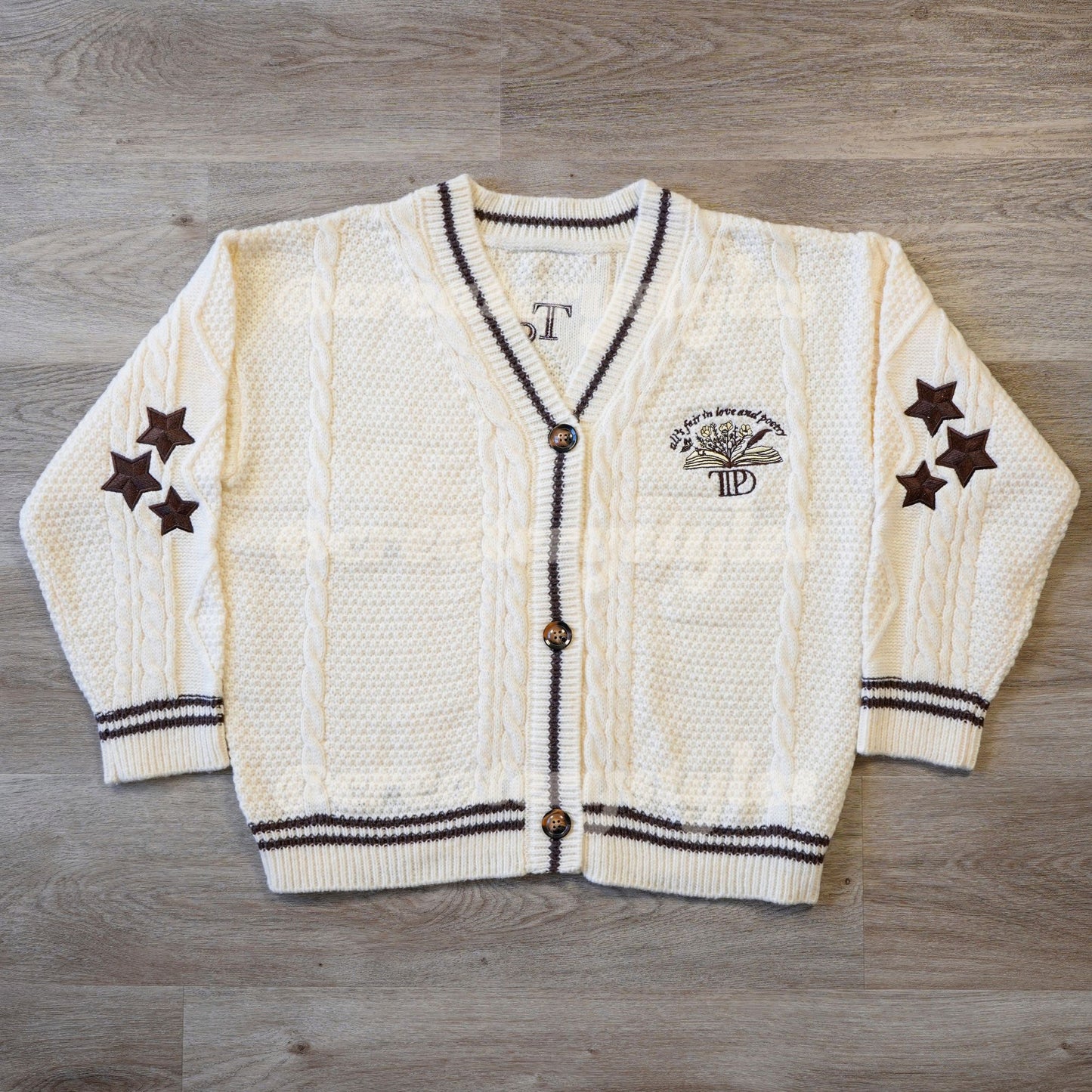 Open Book All's Fair in Love and Poetry Cream Cardigan