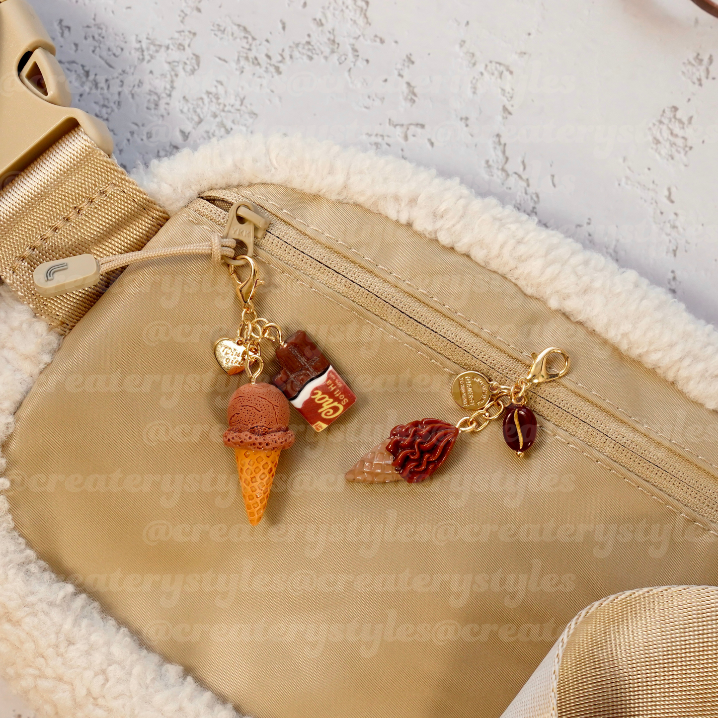 Ice Cream Dreams charm with waffle cone and sweet drizzle design