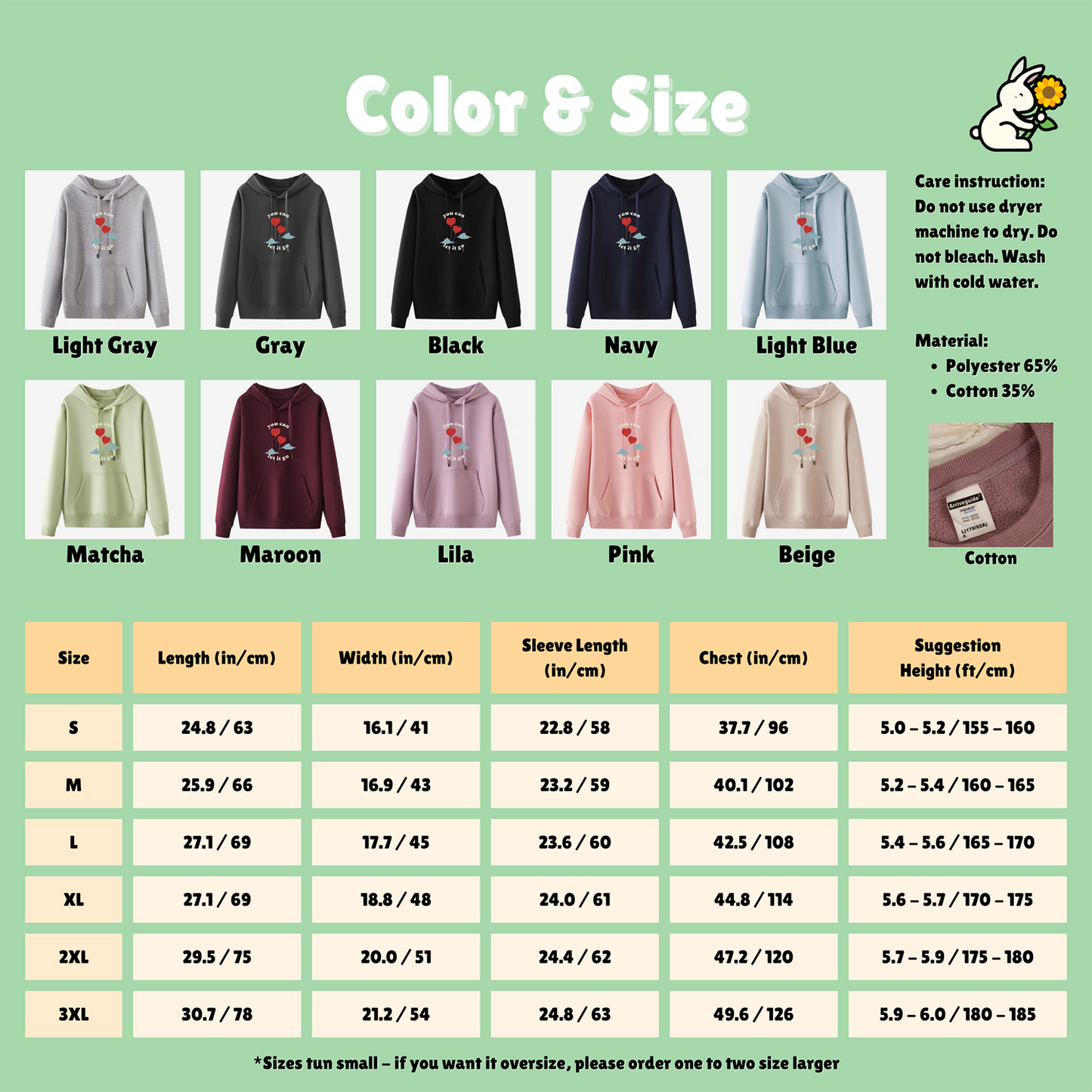 Letting It Go besticktes Sweatshirt und Kapuzenpullover, mehrfarbig