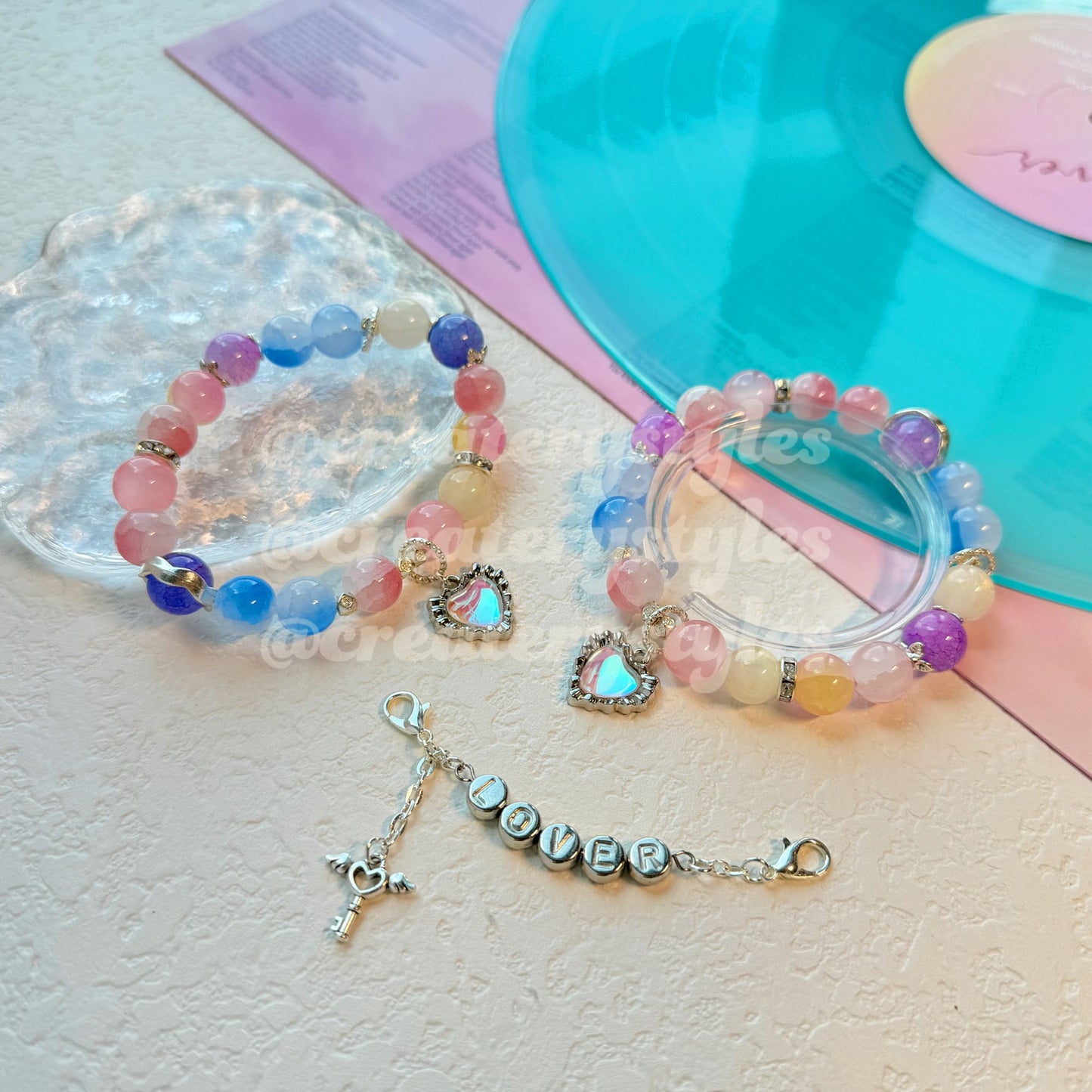 TTPD Inspired Crystal Beads with Envelope Charm Friendship Bracelet