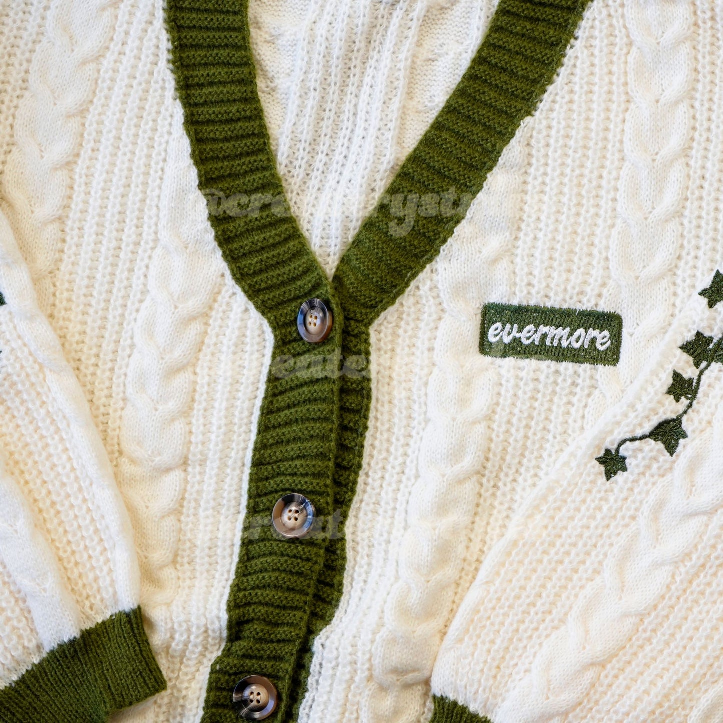 Taylor's Version Evermore Cream Cardigan Embroidered Knitted Vintage Cardigan 