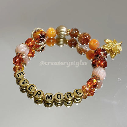 Taylor Swift Evermore Inspired Crystal Beads Bracelet - Customizable Swiftie Jewelry | Friendship Bracelet | Autumn Themed Jewelry