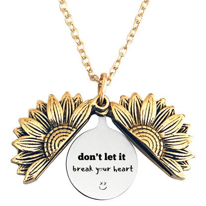 DLIBYH Sunflower Double-Sided Necklace