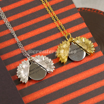 DLIBYH Sunflower Double-Sided Necklace