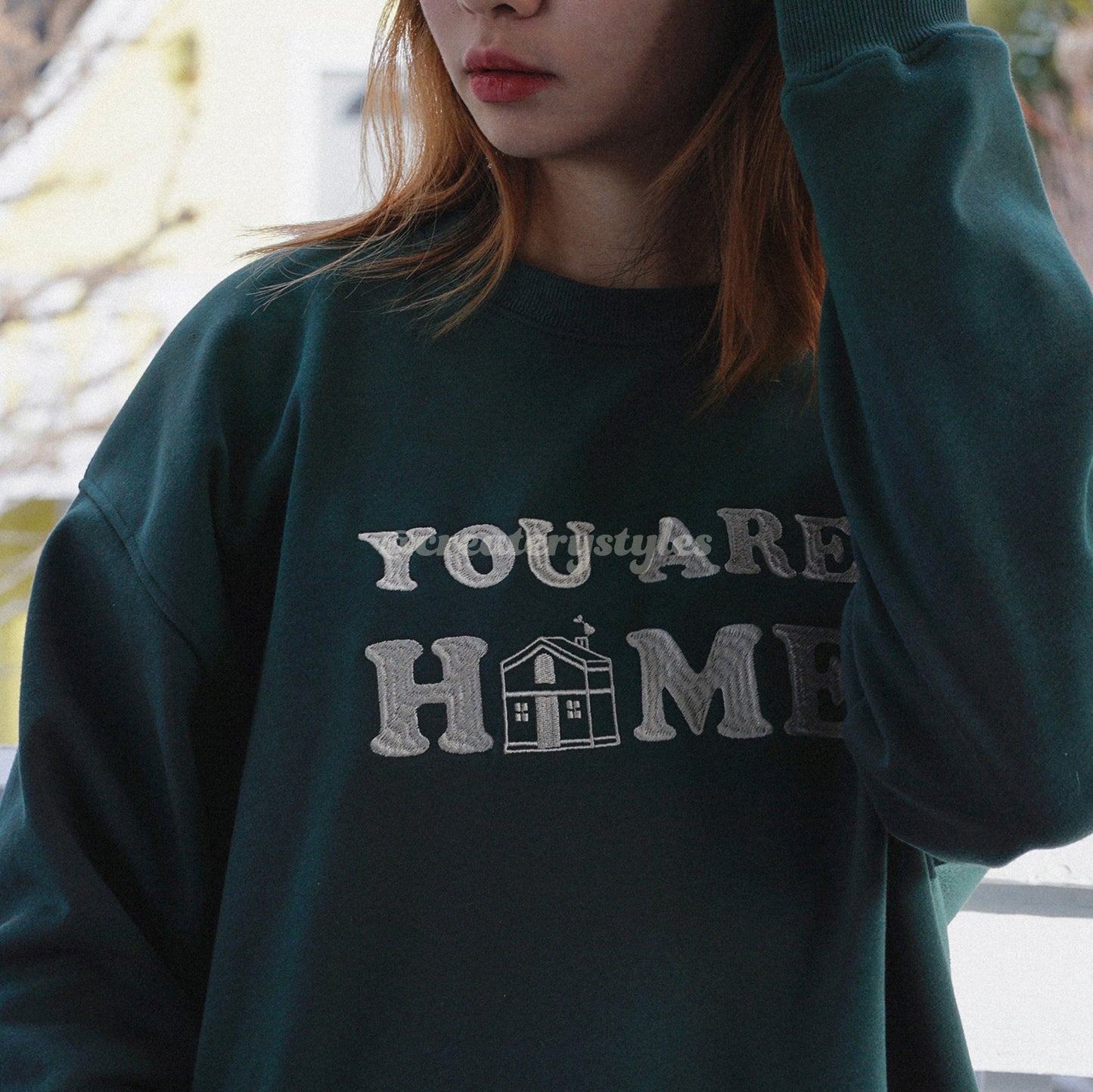 You Are Home Embroidered Sweatshirt, Mult Color