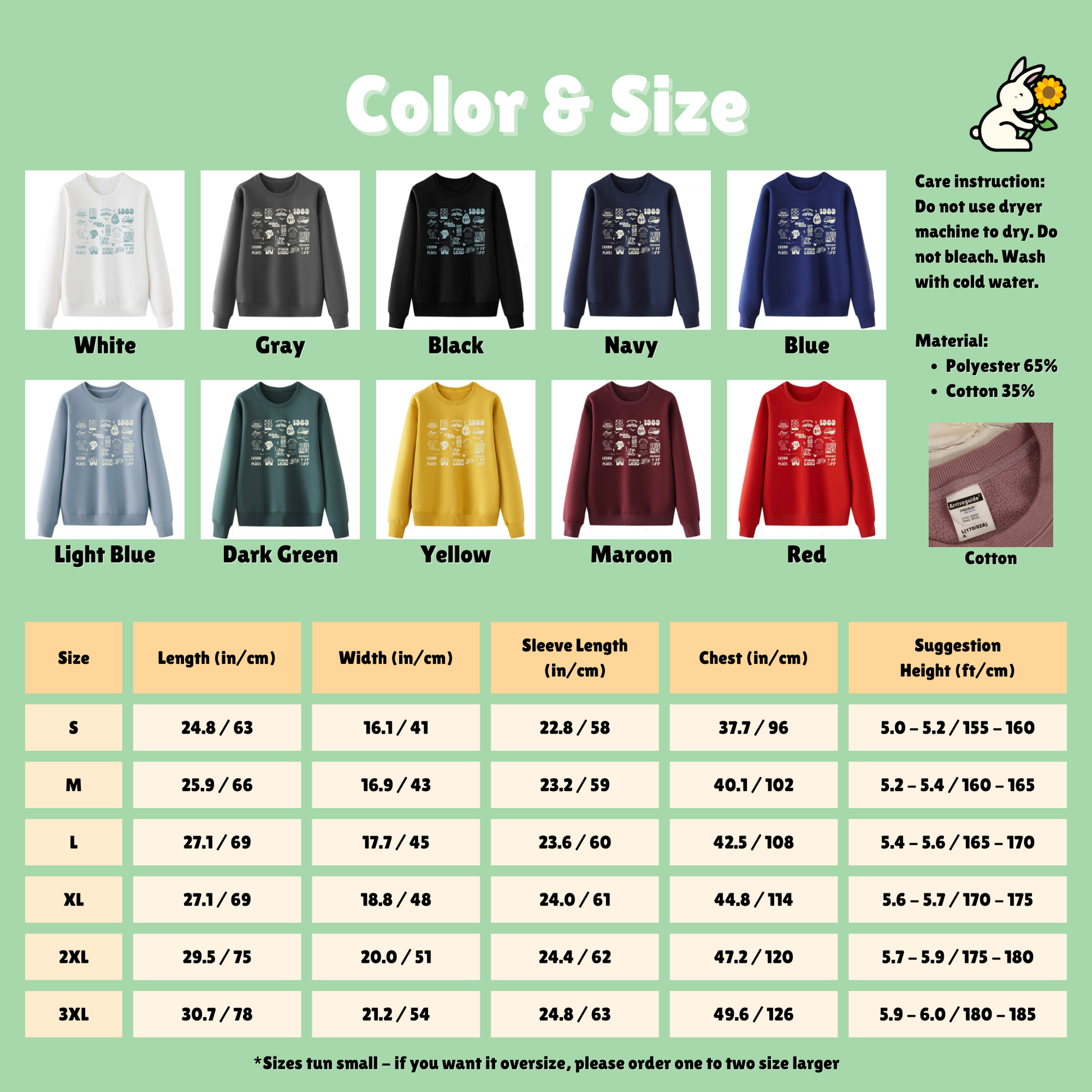 Sweatshirt Sizes