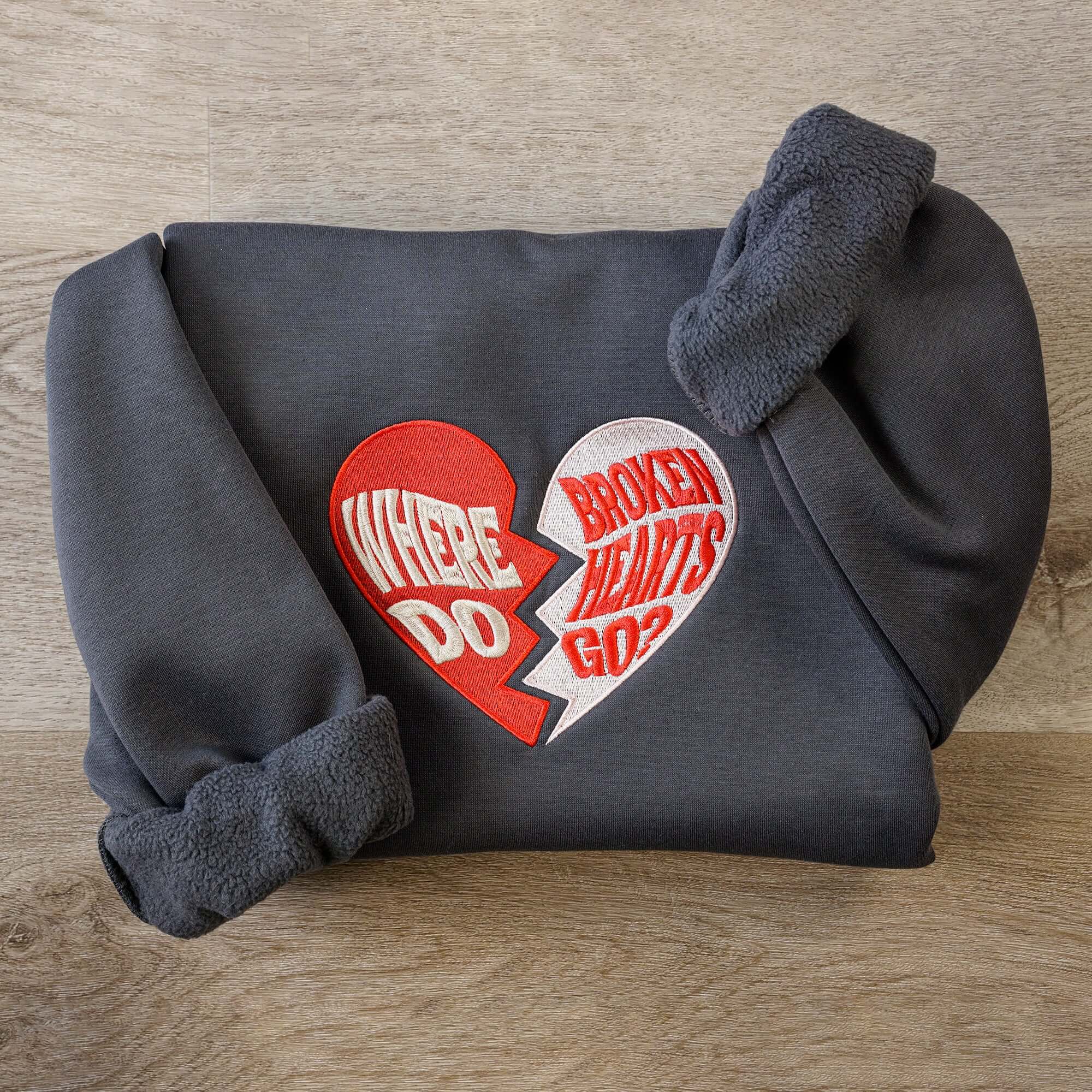 Broken heart embroidered hot sale hoodie sweatshirt