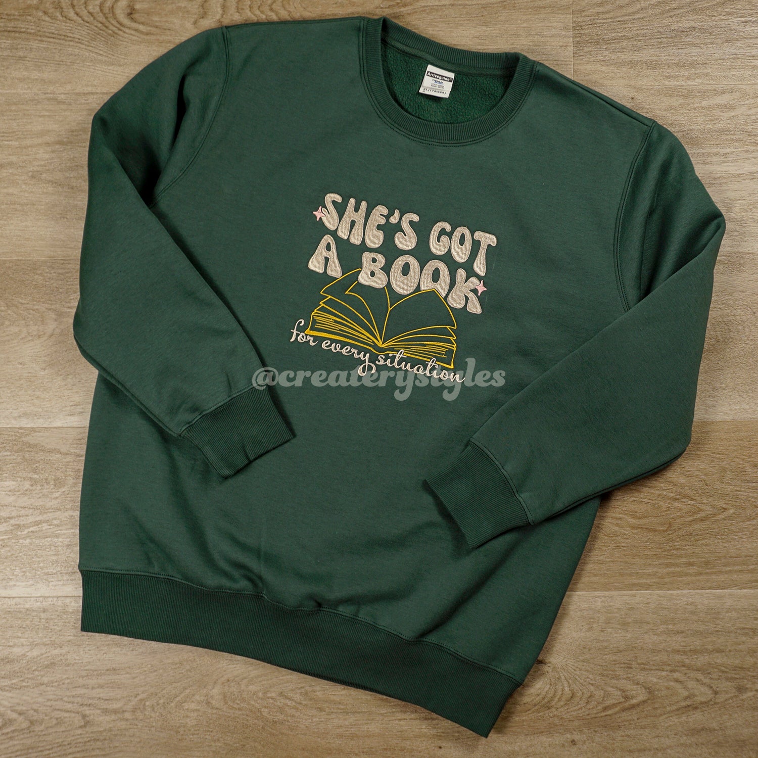 A Book For Every Situation Embroidered Crewneck Sweatshirt Hoodie, Multi-Color