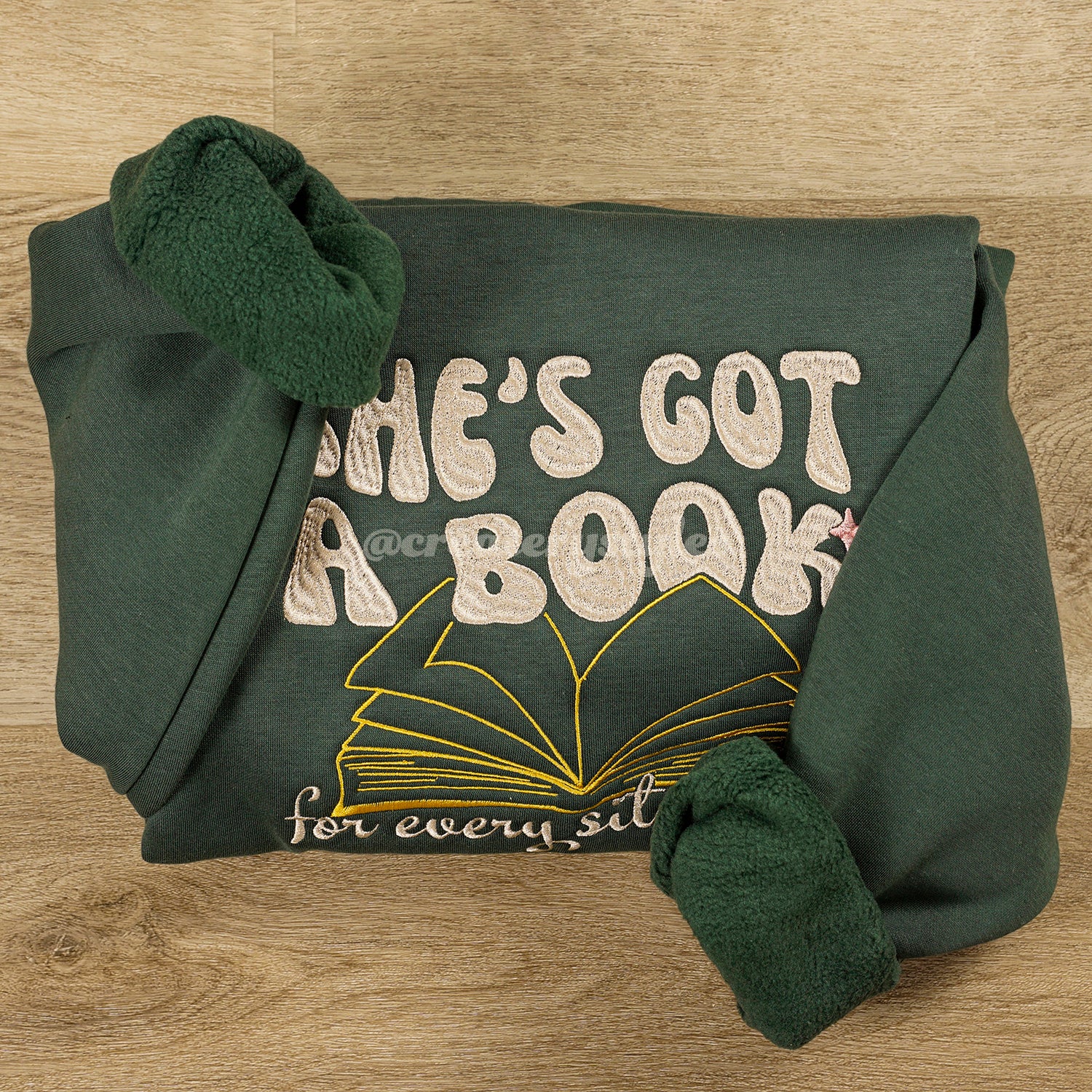 A Book For Every Situation Embroidered Crewneck Sweatshirt Hoodie, Multi-Color