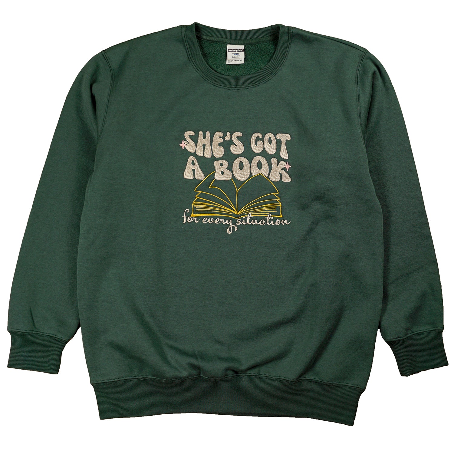 A Book For Every Situation Embroidered Crewneck Sweatshirt Hoodie, Multi-Color