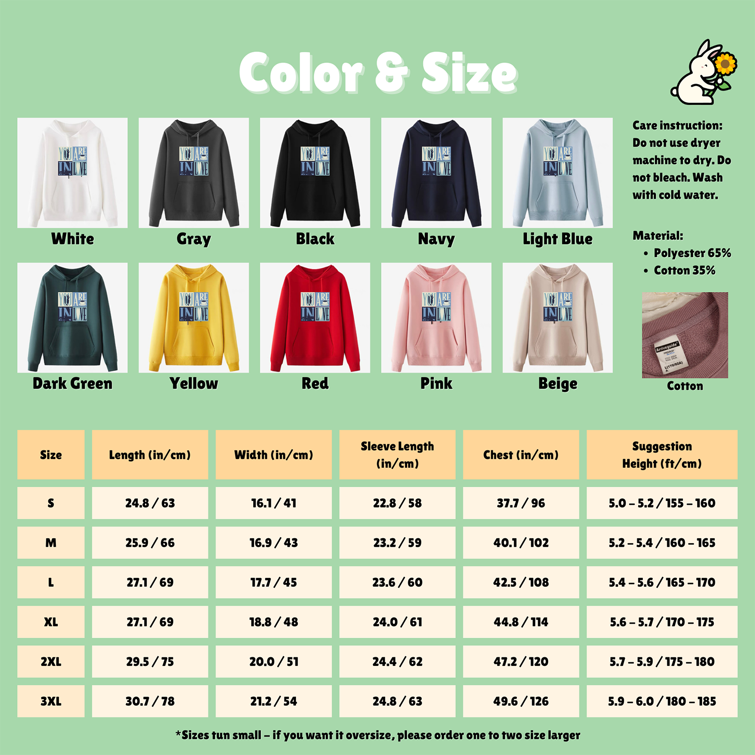 Sweatshirt Size