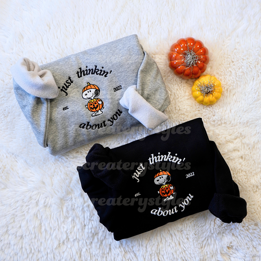 Spooky Snoopy Little Freak Thinkin' About You Snoopy Embroidered Sweatshirt & Hoodie, Mult Color