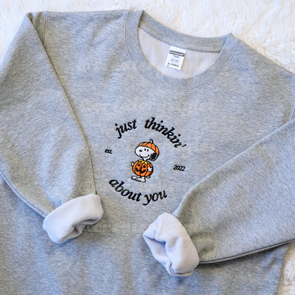 Spooky Snoopy Little Freak Thinkin' About You Snoopy Embroidered Sweatshirt & Hoodie, Mult Color