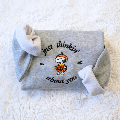 Spooky Snoopy Little Freak Thinkin' About You Snoopy Embroidered Sweatshirt & Hoodie, Mult Color