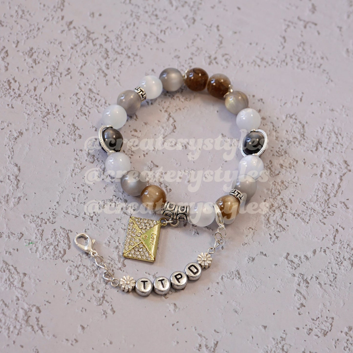 TTPD Inspired Crystal Beads with Envelope Charm Friendship Bracelet