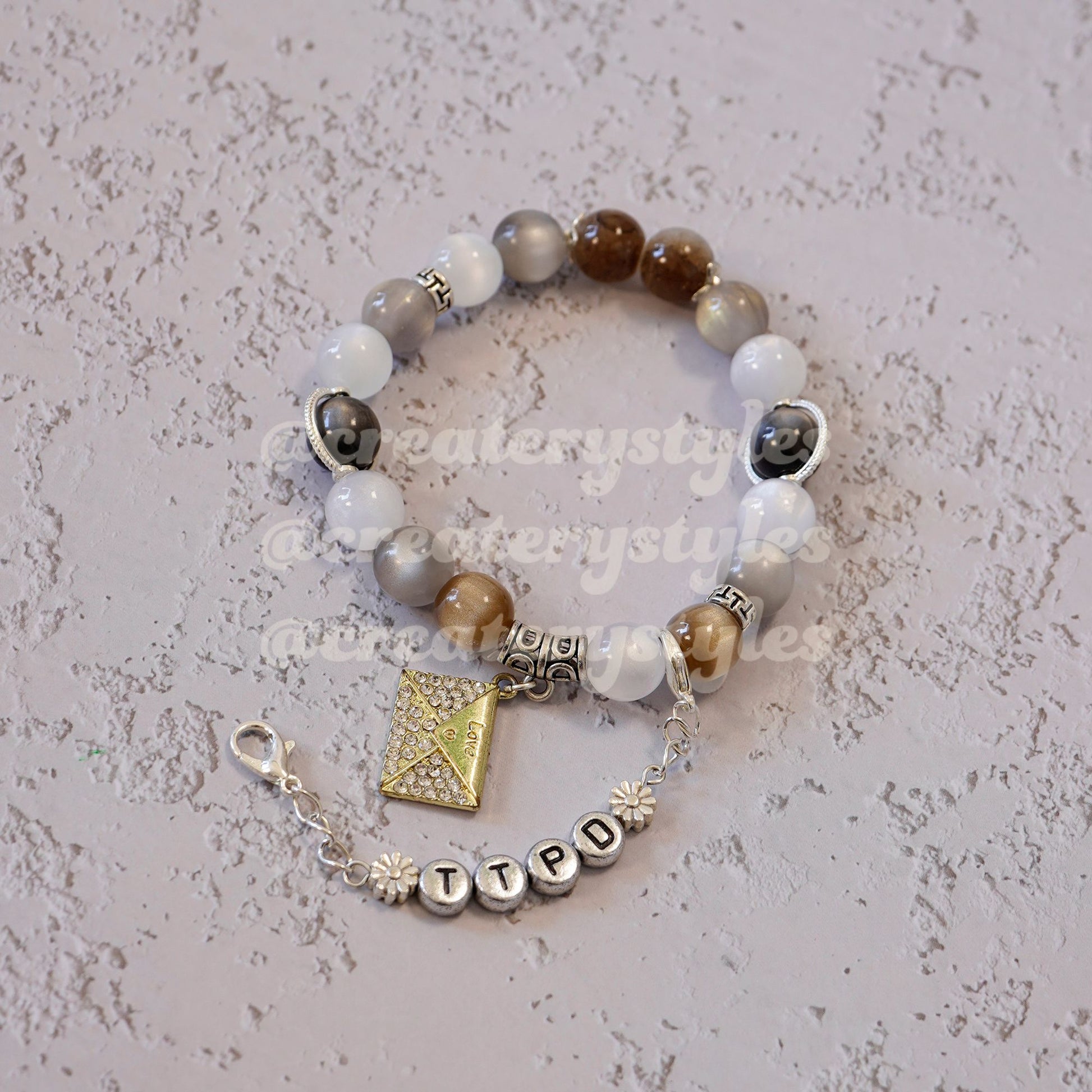 TTPD Inspired Crystal Beads with Envelope Charm Friendship Bracelet