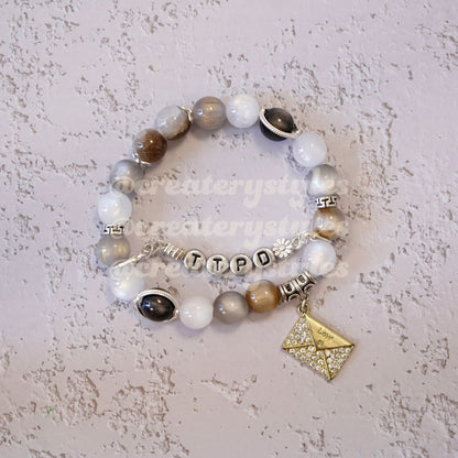 TTPD Inspired Crystal Beads with Envelope Charm Friendship Bracelet