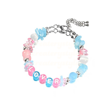 Taylor Swift Lover Inspired Crystal Beads Friendship Bracelet Lobster Claw Closure