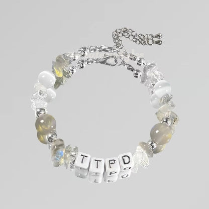 Taylor Swift TTPD Inspired Crystal Beads Friendship Bracelet Lobster Claw Closure