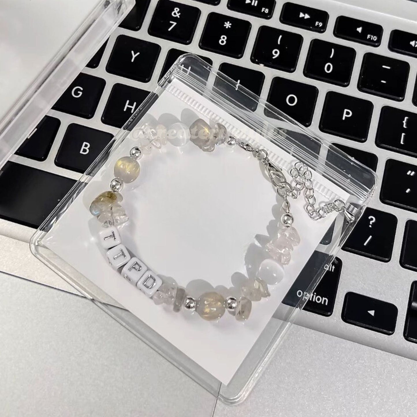 Taylor Swift TTPD Inspired Crystal Beads Friendship Bracelet Lobster Claw Closure