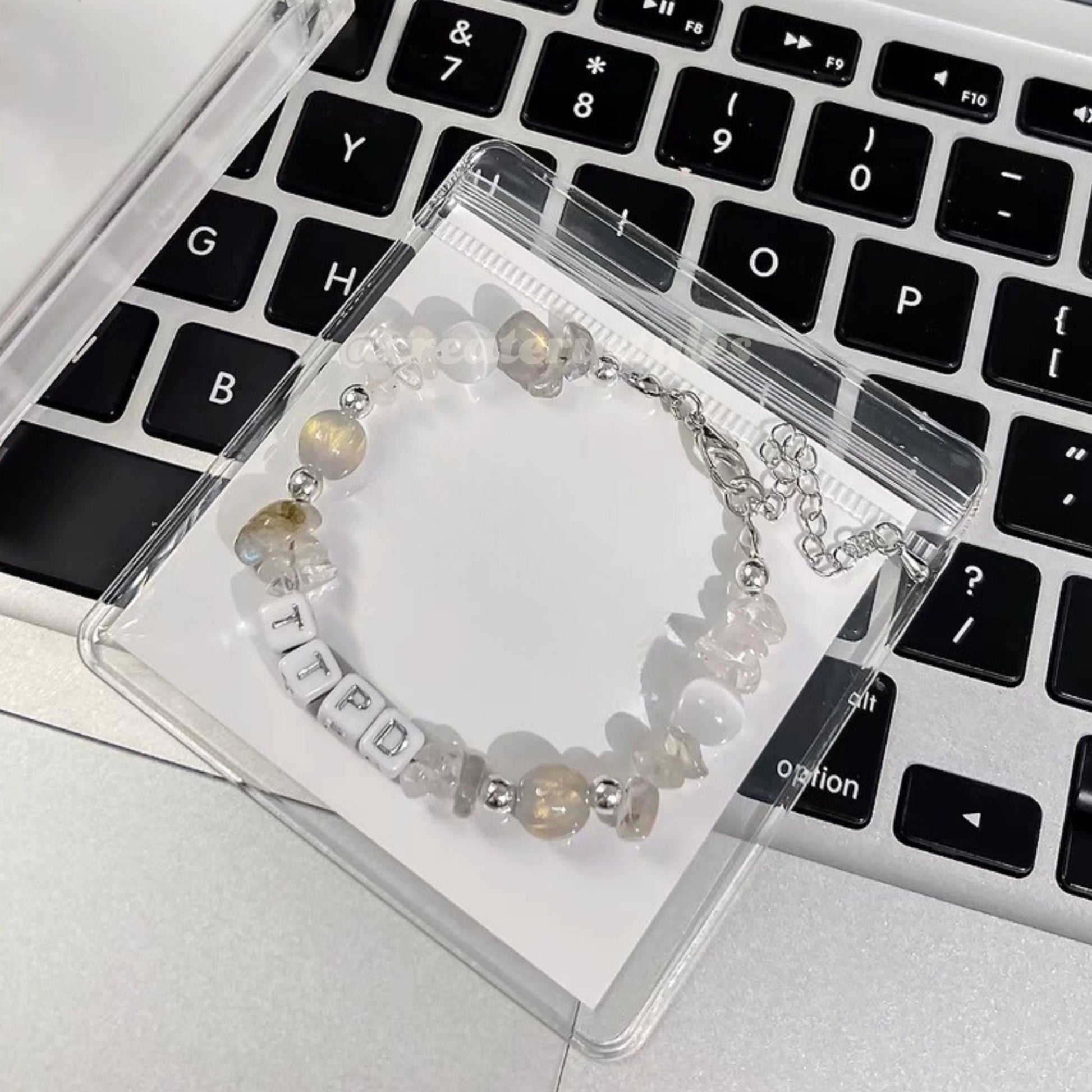 Taylor Swift TTPD Inspired Crystal Beads Friendship Bracelet Lobster Claw Closure