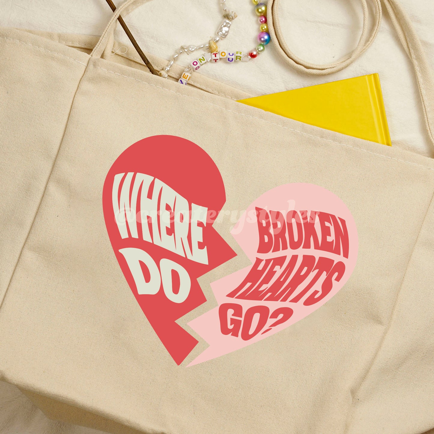 Broken Hearts Double-Sided Tote Bag